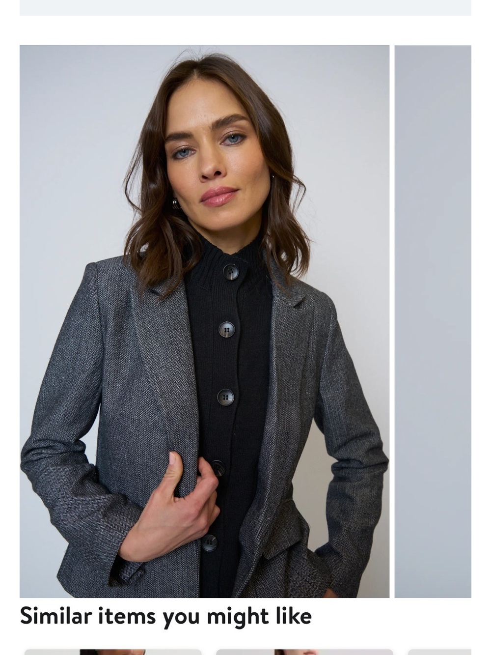 Central Park West Gray Tailored Blazer with Structured Lapels